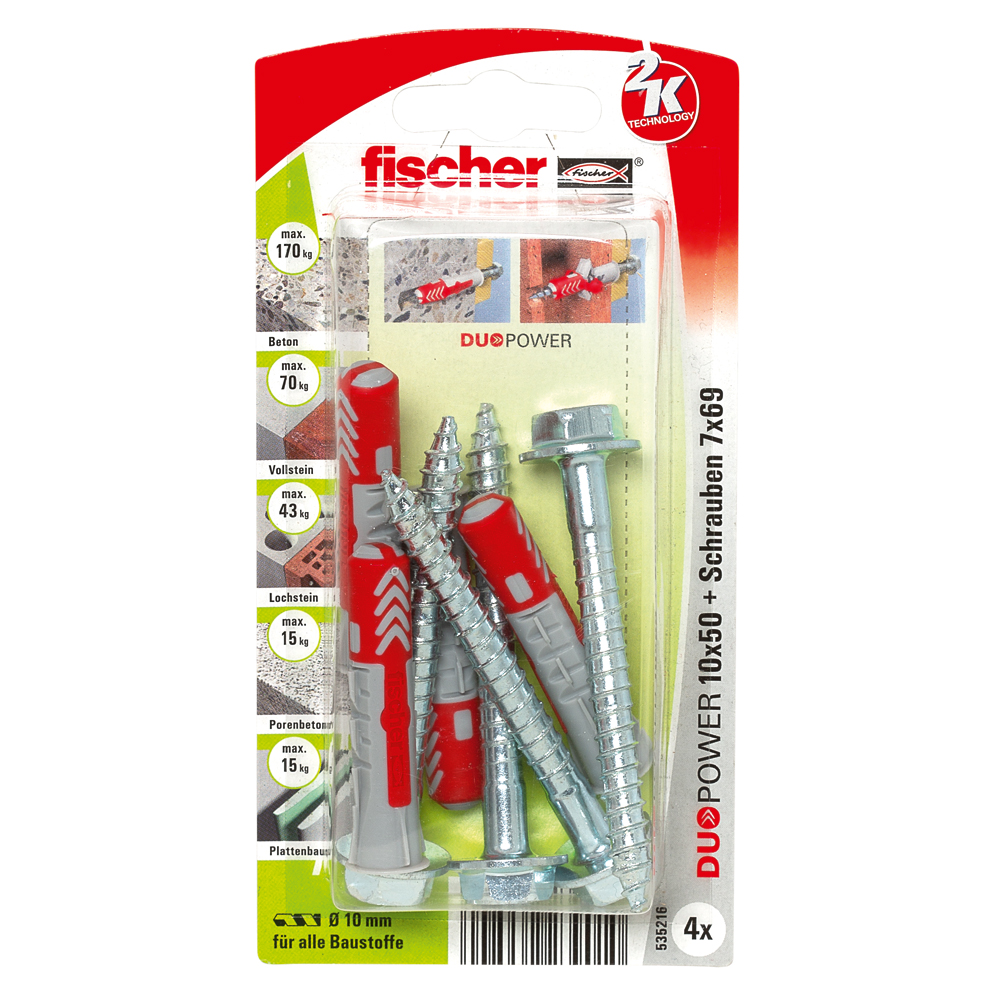 FISCHER Universaldübel Duopower 10x50 S K