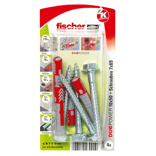 FISCHER Universaldübel Duopower 10x50 S K