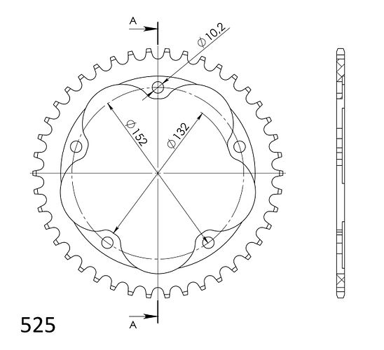 Supersprox Alu-Kettenrad 525 42Z (Rot)