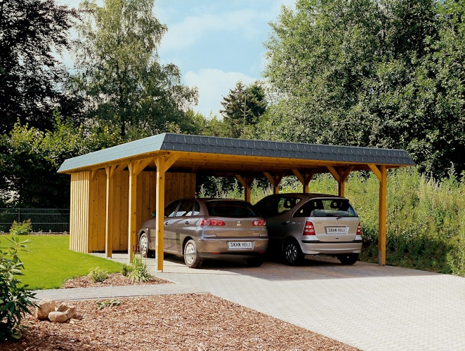 Skan Holz Spreewald - Walmdach Doppelcarport Breite 585 cm
