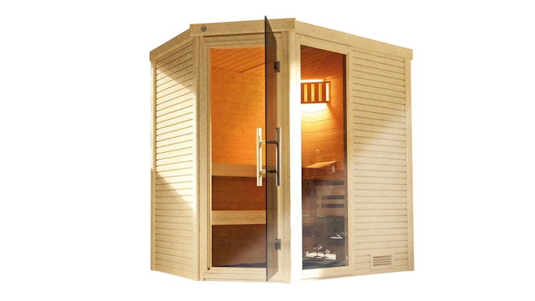 Weka Premium Massivholzsauna Cubilis 1 mit Glastür+Fenster 45 mm inkl. Montageservice