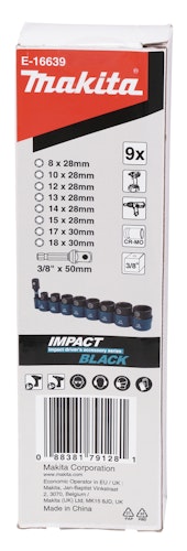 Makita Steckschlüssel-Set Impact Black 9-tlg. E-16639