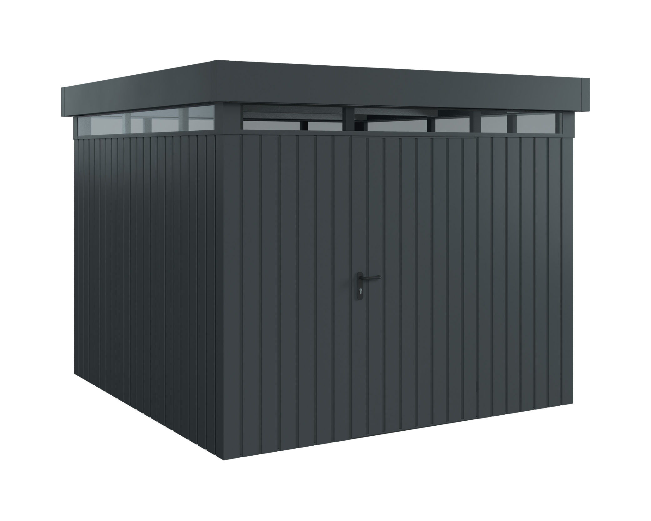 Hörmann Metall-Gerätehaus EcoStar EuroLine EFD mit Flachdach B 262 x T 262 cm (EFD 10) mit Lichtband, Motiv Modern (mit ...