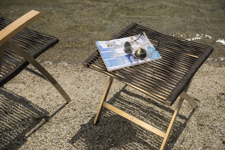 Diamond Garden Fußhocker ATLANTA, Edelstahl gebürstet / Rope