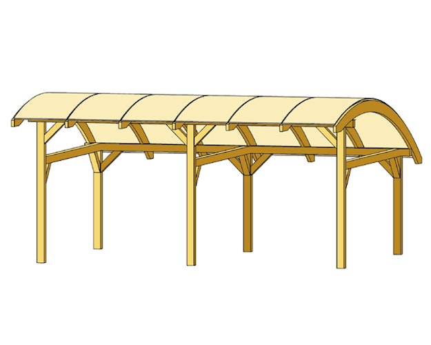 Skan Holz Schwaben - Bogendach Doppelcarport aus Leimholz Breite 648cm