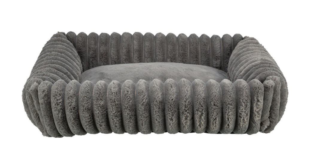 TRIXIE Bett Lonni, Cordplüsch, eckig, 65 × 50 cm, grau