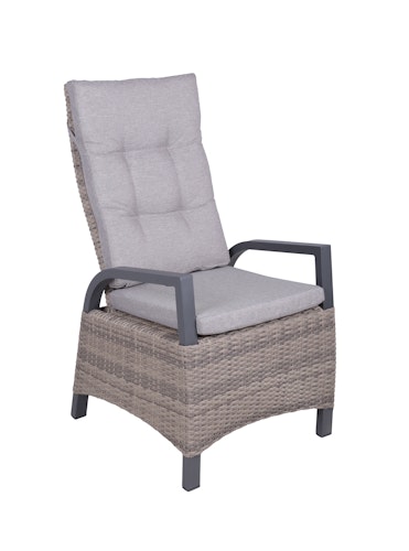 Garden Pleasure Gartenmöbel Set DIJON / AMELIA, Tisch 200 x 100 + 6 Hochlehner, Aluminium Anthrazit / Polyrattan Champagner / Kissen 100 % Polyester Creme