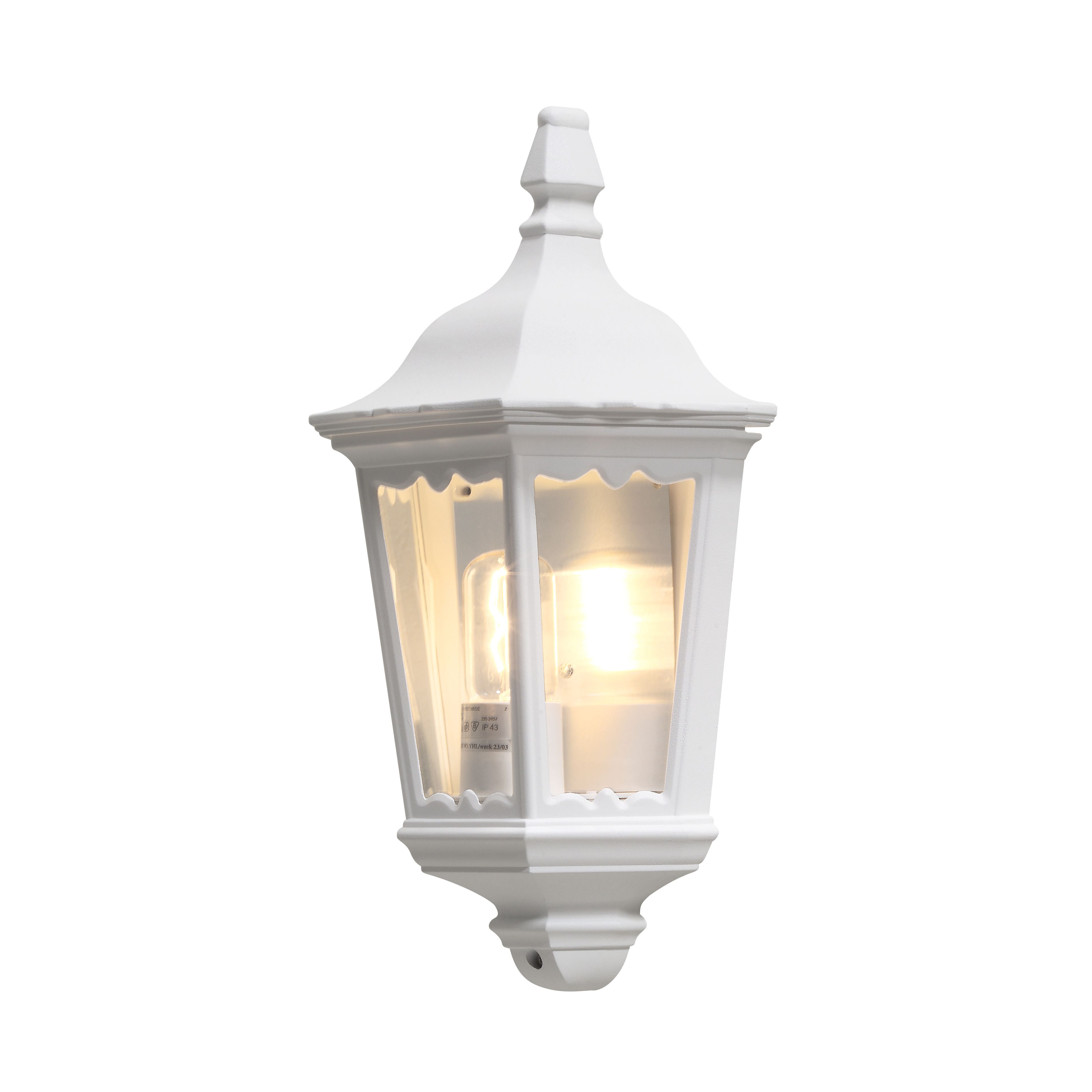 Konstsmide Wandleuchte Firenze, Halbschale, matt weiss, klares Glas (7229-250)