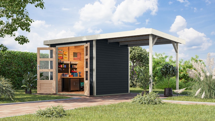 Karibu Metall-Holzgartenhaus Hybridhaus Jupiter A/B/C/D - 19 mm/0,5 mm