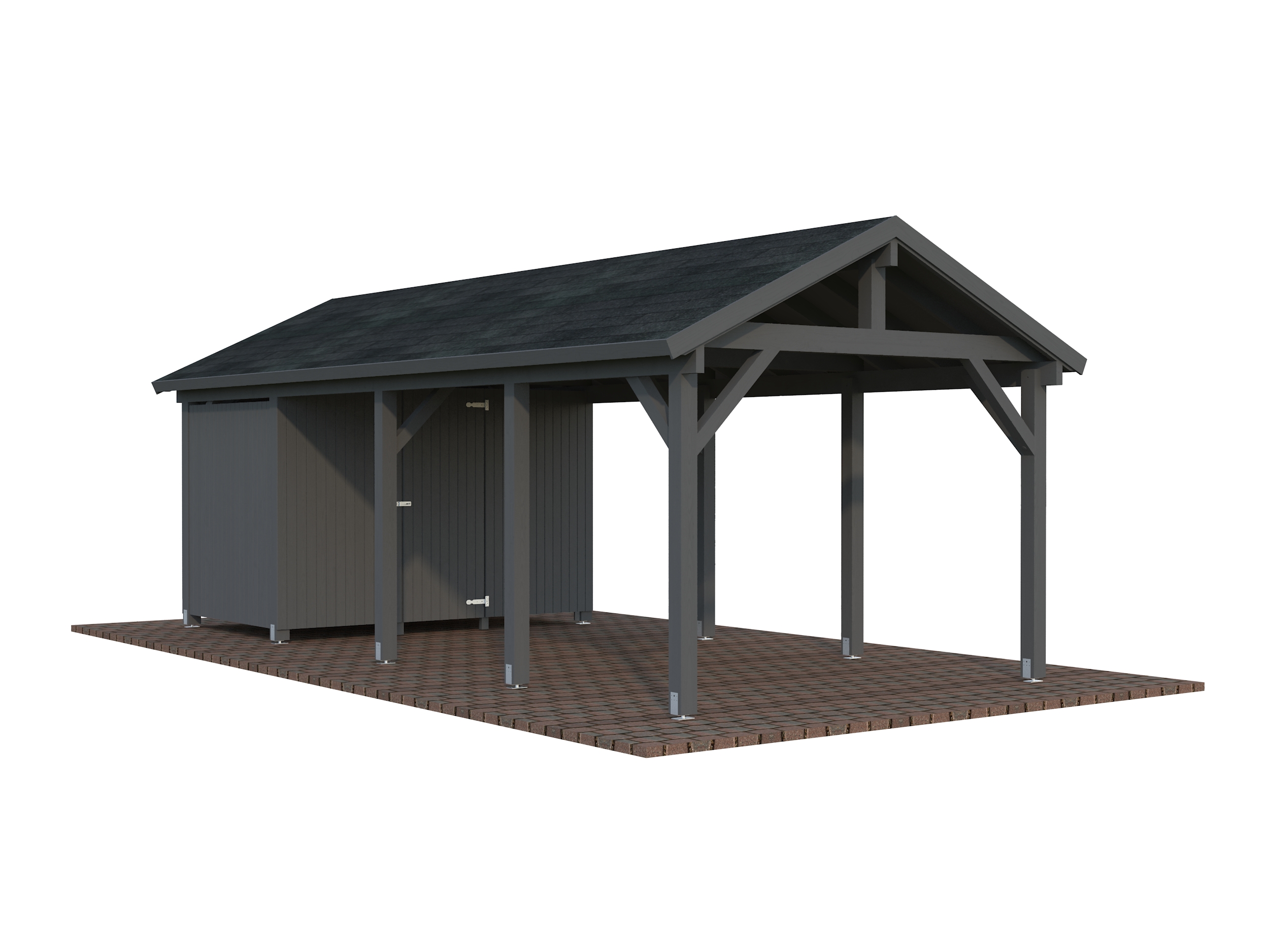 Palmako Carport Robert 23,1 m² mit Geräteraum - dunkelgrau lackiert