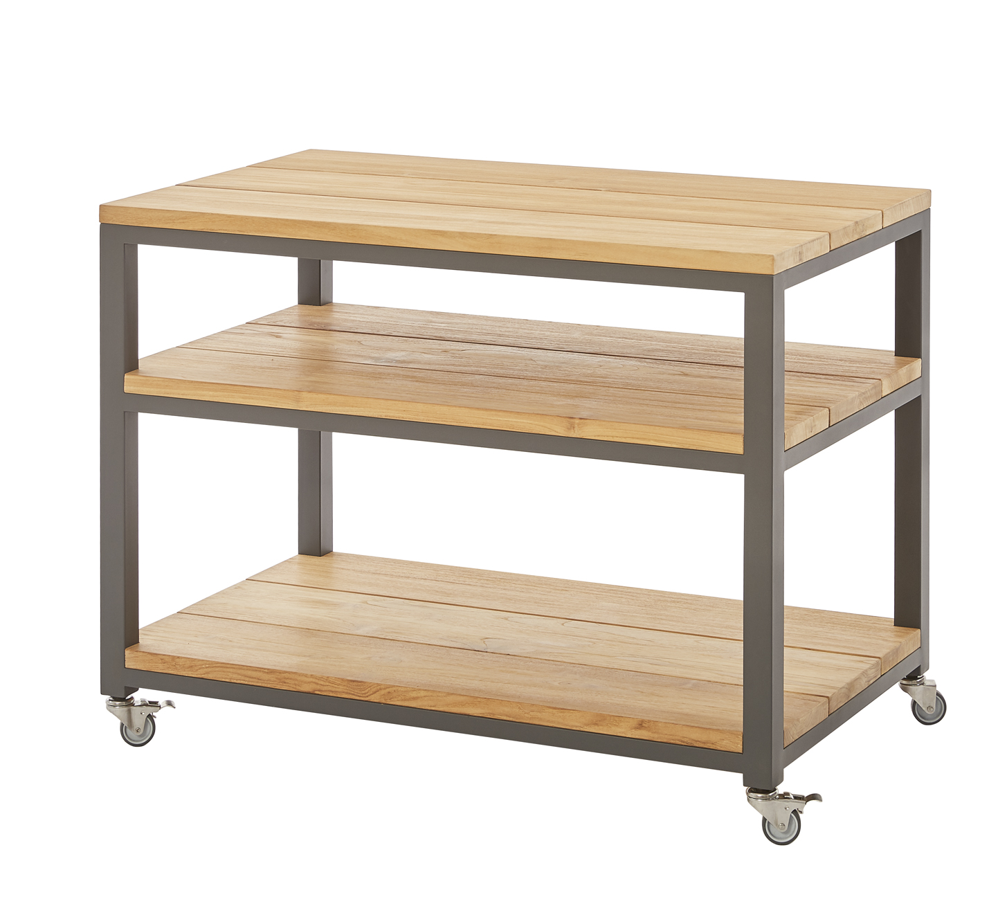 Diamond Garden Beistellwagen PIAZZA, Edelstahl Dunkelgrau / Recycled Teak