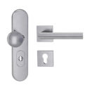 Vorschaubild Griffwerk TITANO Kombi SB_882 ES1 (S2) -Edelstahl matt Kombi-Schutzbeschlag -Knopf/Drücker -mit Griff OVIDA QUATTRO Klippt. -EM -R -ZA, 72mm -TS 38-50