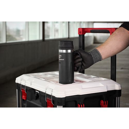 Milwaukee ﻿PACKOUT Isolierbecher 355 ml mit Trinkdeckel, schwarz 4932498978
