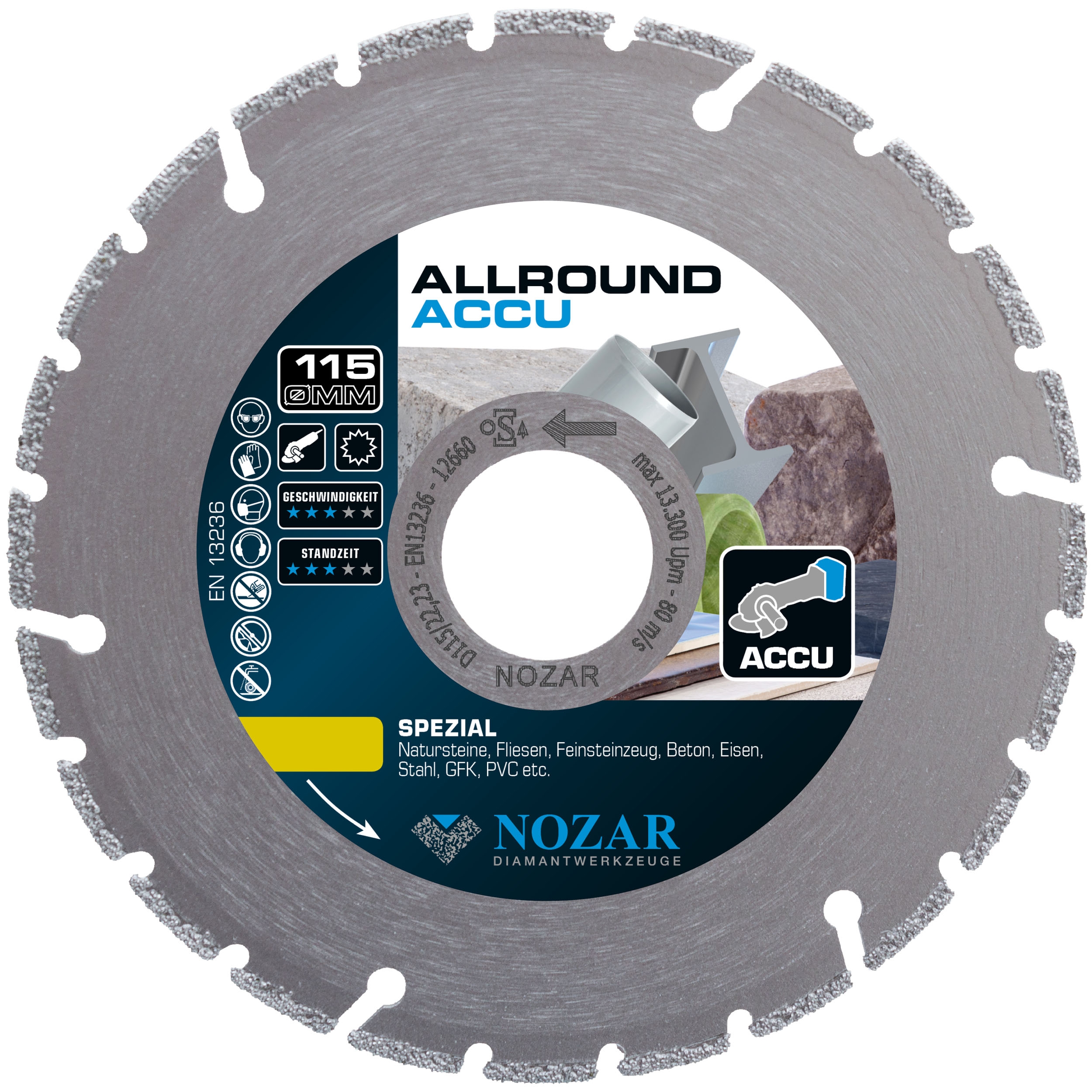 Nozar Diamant-Trennscheibe Allround ACCU 115 mm