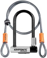 KRYPTONITE Bügelschloss Kryptolok Mini-7 schwarz/grau 8,2" inkl. 120 cm langem Kryptoflex Schlaufen