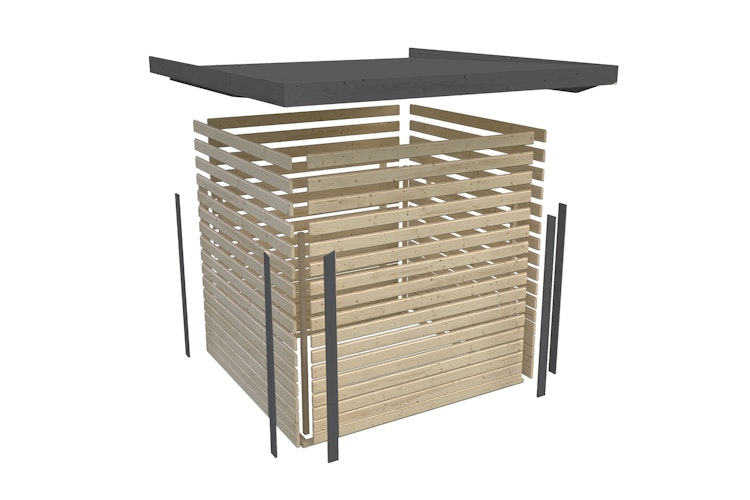 Karibu Metall-Holzgartenhaus Hybridhaus Pluto A/B - 28 mm/0,5 mm