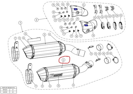 Akrapovič Dämpfer Rechts CA Z1000 2014-2020  [M-HZ06402C]