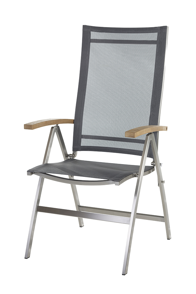 Diamond Garden Hochlehner VENEDIG, Edelstahl / Sunproof Sling Schwarz/Silber