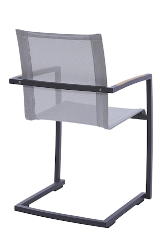 Diamond Garden Swingstuhl VALENCIA, Edelstahl Dunkelgrau / Sunproof Sling Silber/Weiß / Teak-Armlehnen - Auslaufartikel