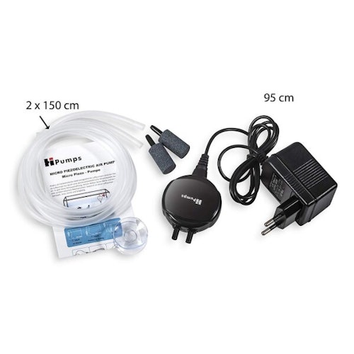 HiPumps Nano Piezo Luftpumpe Zweikanal schwarz (2x13 L/h)
