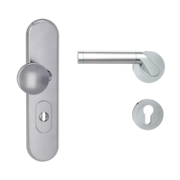 Griffwerk TITANO Kombi SB_882 ES1 (S2) -Edelstahl matt Kombi-Schutzbeschlag -Knopf/Drücker -mit Griff CORINNA Schraubt. -CHR/EM -L -ZA, 72mm -TS 38-50