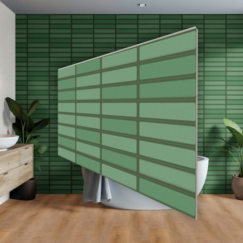 Revét Vinyl Wandfliese Butcherblock Grün Hochglanz 120 x 60 cm