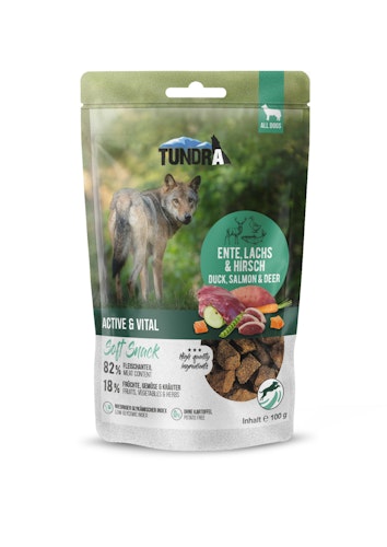 TUNDRA Active & Vital Ente, Lachs & Wild 100g Hundesnack