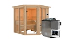 Vorschaubild Karibu Sauna Airi Superior mit Eckeinstieg 68 mm inkl. gratis 9 kW Bio-Saunaofen im Wert von 719 €