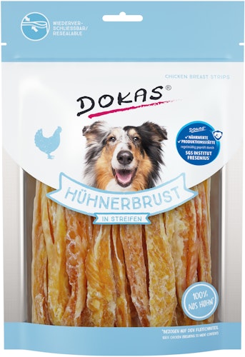 DOKAS Hühnerbrust in Streifen Hundesnack