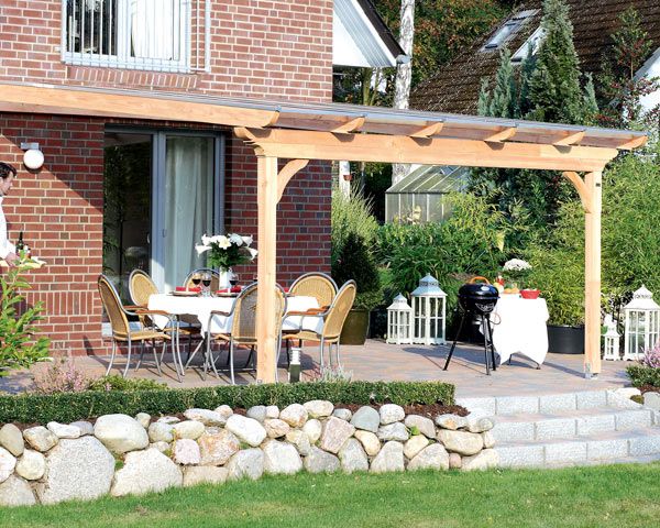 Skan Holz Terrassenüberdachung Ravenna aus Douglasie o. Mittelpfosten Breite 648 cm