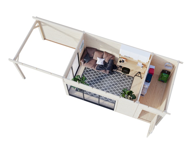 Palmako Gartenhaus Andrea 15,2 + 7,9 m² Slide - 44 mm