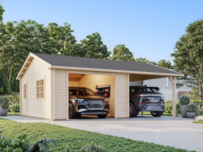 Palmako Garage Roger 19,0 + 16,2 m² - 44 mm - ohne Tor