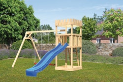 Akubi Kinderspielturm Ritterburg Löwenherz inkl. Wellenrutsche und Doppelschaukelanbau