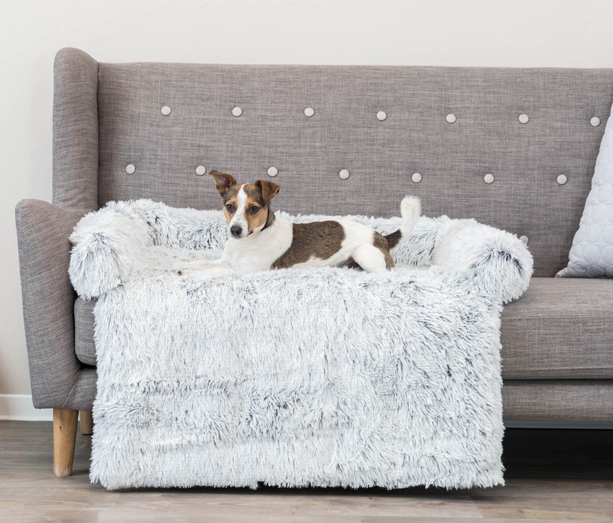 TRIXIE Polster-Schondecke Harvey, eckig, 70 × 90 cm, weiß-schwarz