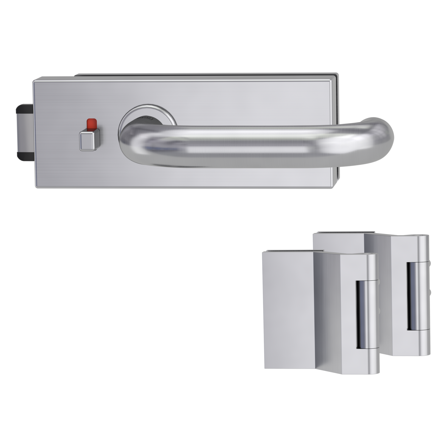 Griffwerk PURISTO S -Edelstahl matt Ganzglastürbeschlagset -3-teiliger Bandsatz -mit Griff ALESSIA Klippt. -EM -smart2lo...