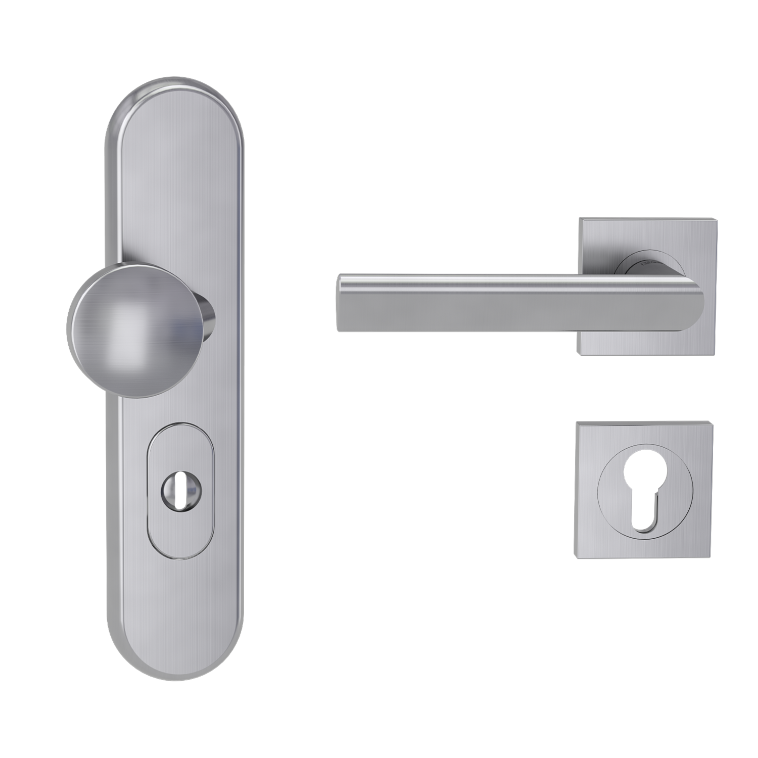 Griffwerk Kombi-Schutzbeschlag TITANO SB_882 mit Griff TRI 134 72mm Zylinderabdeckung Tür 38-50mm L TRI 134 eckig Edelst...