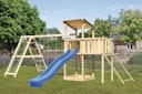 Vorschaubild Akubi Kinderspielturm Anna mit Pultdach inkl. Netzrampe, Wellenrutsche, Anbauplattform, Doppelschaukel und Klettergerüst