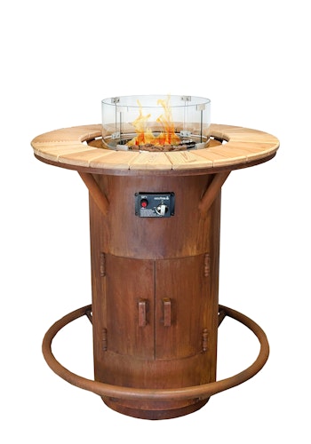 Badeko Stehtischofen ,,Gasfeuer" Ambiente in Edelrostoptik