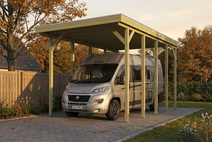 Skan Holz Friesland - Flachdach Caravan-Carport aus Nadelholz Breite 402 cm
