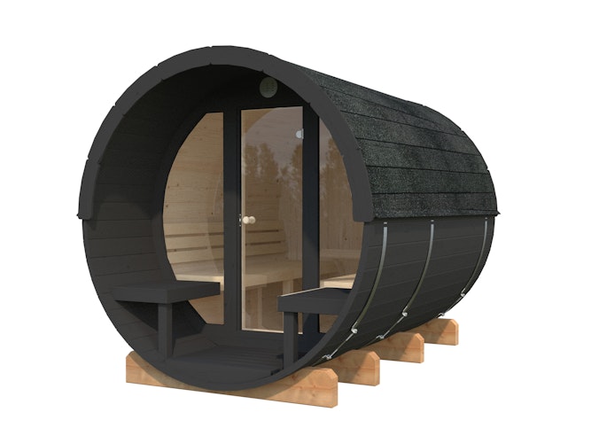 Palmako Saunafass Anita 1,3 + 0,7m² mit Glaswand