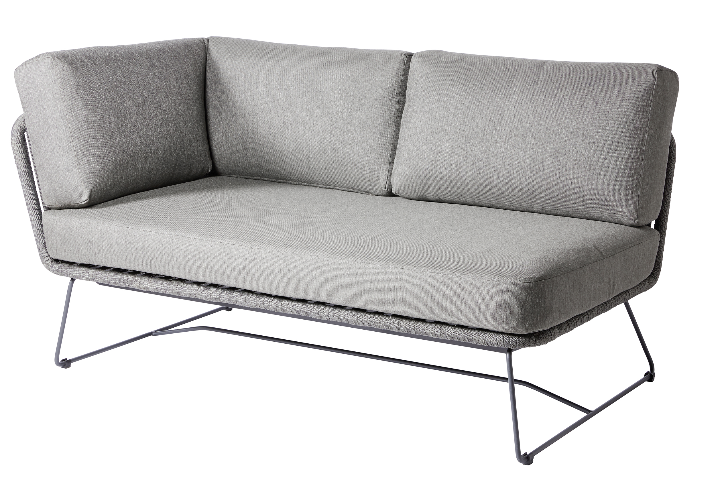 Diamond Garden 2er Loungesofa MILOS links, Edelstahl Dunkelgrau / Rope Dark Grey / Sunproof (100 % Polypropylen)
