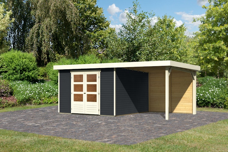 Karibu Woodfeeling Gartenhaus Askola 2/3/3,5/4/5/6 mit 240 cm Schleppdach + Rückwand