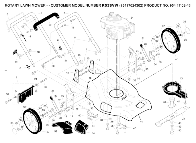 Husqvarna Rasenmäher gelegentliche Nutzung R53 SVW, 95417024302, 954170243, 2005-04