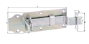 Vorschaubild Alberts® Schlossriegel, flacher Griff, gekröpft, m. Schließblech, galvanisch verzinkt dickschichtpassiviert, Platte LxB140x52mm 117047