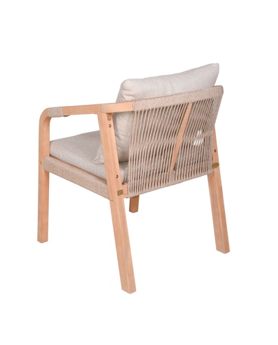 Garden Pleasure Gartenmöbel Set BOGOTA, Tisch 150 x 85 + 4 Sessel, Akazie / Rope Hellgrau / Kissen 100 % Polyester Hellgrau