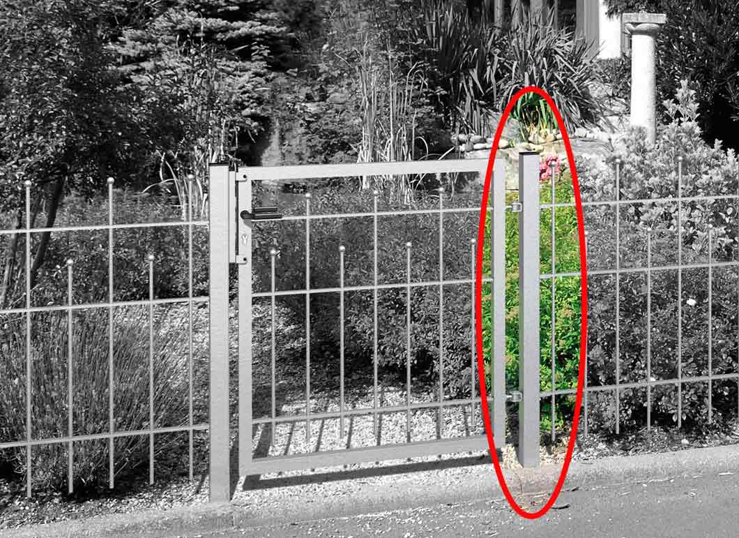 Zaunsystem Madrid Klobenpfosten für Einzeltor-feuerverzinkt-1550 mm-1000 mm