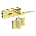 Vorschaubild Griffwerk Glastürbeschlag PURISTO S mit Griff MARISA PROF Profilzylinder Flüster 3-tlg. Bänder MARISA Messing-Optik