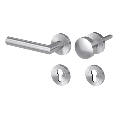 GRIFFWERK Wechselgarnitur LUCIA PROF Schraubtechnik FS Rosetten rund Knopf R2 Edelstahl matt L