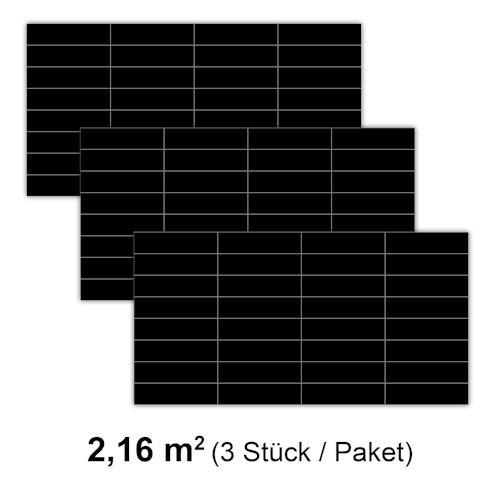 Revét Vinyl Wandfliese Butcherblock Schwarz Hochglanz 120 x 60 cm