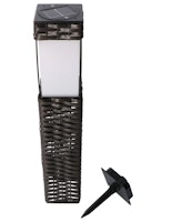 Shada LED Solar Rattan-Wegeleuchte, IP44, 2700K, 9x9x49cm